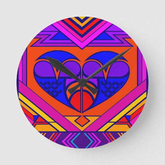 Art Deco Valentijnshart Ronde Klok (Voorkant)