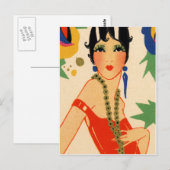 Art Deco Vamp, Flapper uit 1920 Briefkaart (Voorkant / Achterkant)