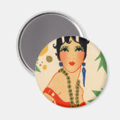 Art Deco Vamp, jaren '20 Flapper Magneet (Voorkant / Achterkant)