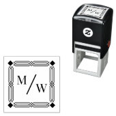 Art Deco Van Paar 2 Initiaal Monogram Diag Spacer Zelfinktende Stempel (In situ)