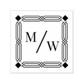 Art Deco Van Paar 2 Initiaal Monogram Diag Spacer Zelfinktende Stempel (Design)