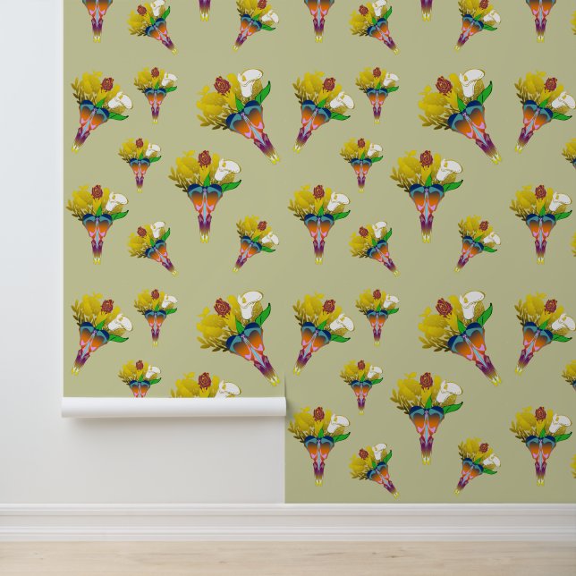 Art Deco Vase with Golden Flowers Behang (Applicatie)