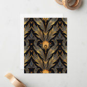 Art Deco Veer Patroon Notitiekaartje (Voorkant / Achterkant in situ)