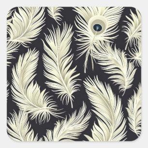 Art Deco Veer Patroon Vierkante Sticker