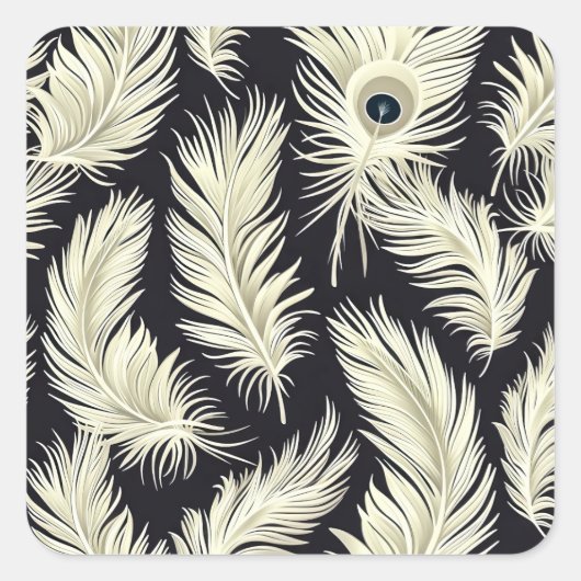 Art Deco Veer Patroon Vierkante Sticker (Voorkant)