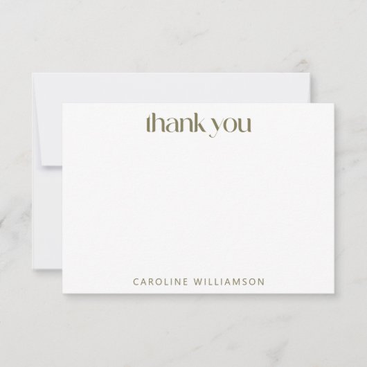 Art Deco Ventilato Olive Lila aangepaste naam Bedankkaart (Voorkant)