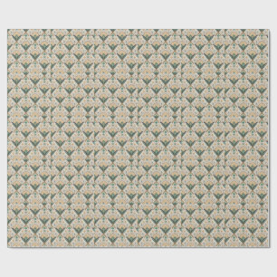 Art Deco Ventilator & Boog Vergulde Teal Geometris Cadeaupapier