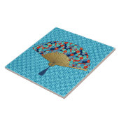 Art Deco-ventilator in een bloemenpatroon, Turquoi Tegeltje (Zijkant)