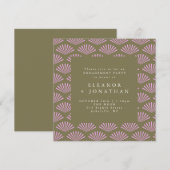 Art Deco-ventilatoren in de Olijf en de Lila Engag Kaart (Voorkant / Achterkant)