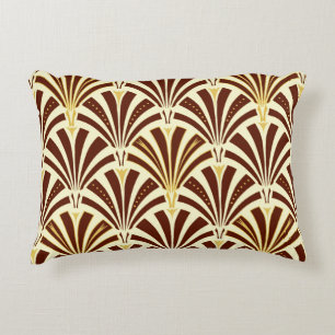 Art Deco-ventilatorpatroon - chocolade op room Accent Kussen