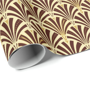 Art Deco-ventilatorpatroon - chocolade op room Cadeaupapier
