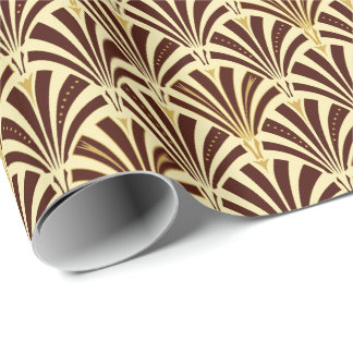 Art Deco-ventilatorpatroon - chocolade op room Cadeaupapier
