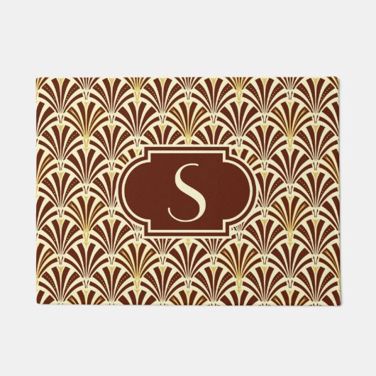 Art Deco-ventilatorpatroon - chocolade op room Deurmat (Voorkant)