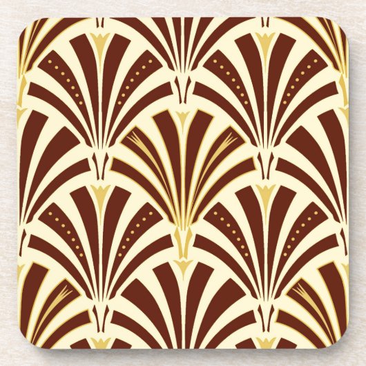Art Deco-ventilatorpatroon - chocolade op room Drankjes Onderzetter (Voorkant)