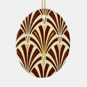 Art Deco-ventilatorpatroon - chocolade op room Keramisch Ornament (Rechts)