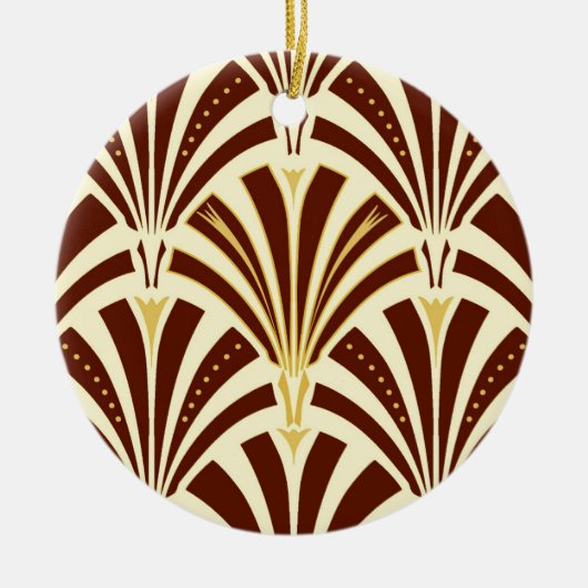 Art Deco-ventilatorpatroon - chocolade op room Keramisch Ornament (Voorkant)