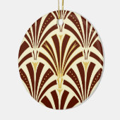 Art Deco-ventilatorpatroon - chocolade op room Keramisch Ornament (Links)