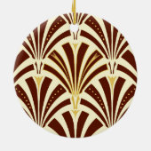 Art Deco-ventilatorpatroon - chocolade op room Keramisch Ornament (Achterkant)