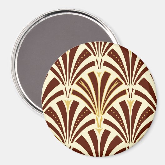 Art Deco-ventilatorpatroon - chocolade op room Magneet (Voorkant / Achterkant)