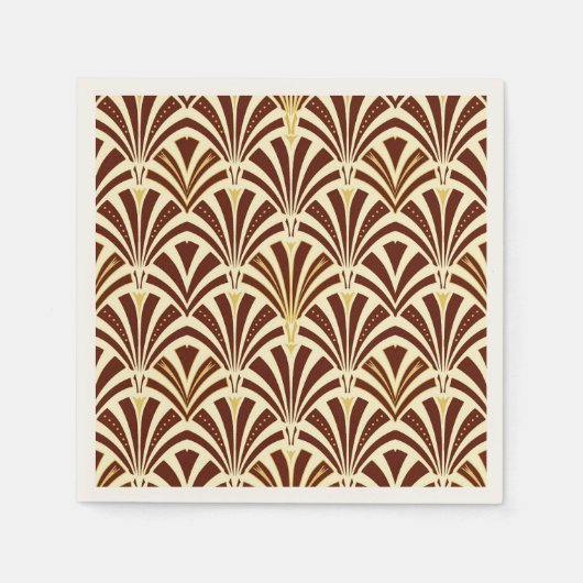 Art Deco-ventilatorpatroon - chocolade op room Servet (Voorkant)