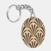 Art Deco-ventilatorpatroon - chocolade op room Sleutelhanger (Voorkant Links)