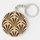 Art Deco-ventilatorpatroon - chocolade op room Sleutelhanger (Achterkant)