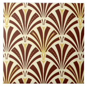 Art Deco-ventilatorpatroon - chocolade op room Tegeltje