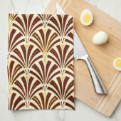 Art Deco-ventilatorpatroon - chocolade op room Theedoek (Quarter Fold)