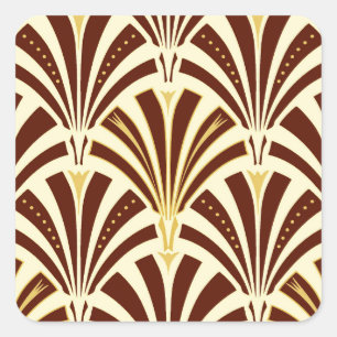 Art Deco-ventilatorpatroon - chocolade op room Vierkante Sticker