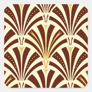 Art Deco-ventilatorpatroon - chocolade op room Vierkante Sticker