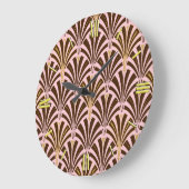Art Deco ventilatorpatroon - chocolade op roze Grote Klok (Hoek)
