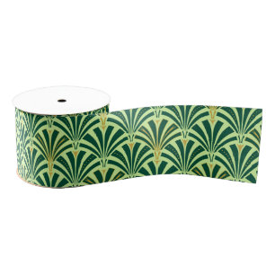 Art Deco ventilatorpatroon - dennen en mintgroen Grosgrain Lint