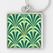 Art Deco ventilatorpatroon - dennen en mintgroen Sleutelhanger (Voorkant)