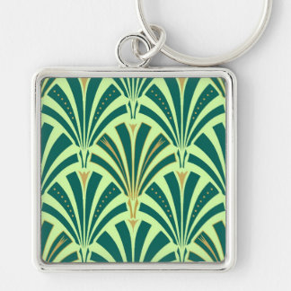 Art Deco ventilatorpatroon - dennen en mintgroen Sleutelhanger