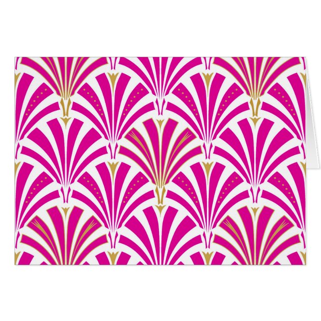 Art Deco-ventilatorpatroon - fuchsia roze (Voorkant Horizontaal)