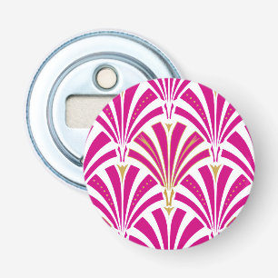Art Deco-ventilatorpatroon - fuchsia roze Button Flesopener