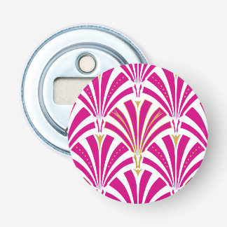 Art Deco-ventilatorpatroon - fuchsia roze Button Flesopener