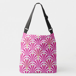 Art Deco-ventilatorpatroon - fuchsia roze Crossbody Tas