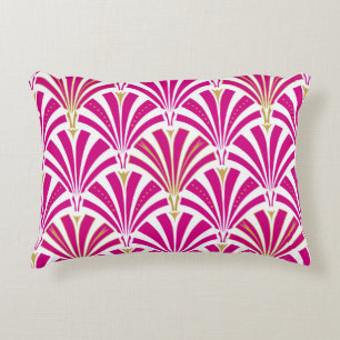 Art Deco-ventilatorpatroon - fuchsia roze Decoratief Kussen