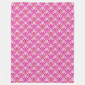 Art Deco-ventilatorpatroon - fuchsia roze Fleece Deken (Voorkant)