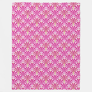Art Deco-ventilatorpatroon - fuchsia roze Fleece Deken