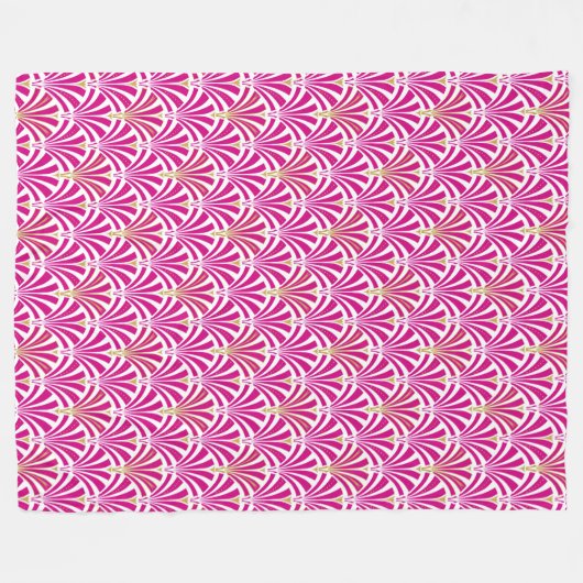 Art Deco-ventilatorpatroon - fuchsia roze Fleece Deken (Voorkant (Horizontaal))