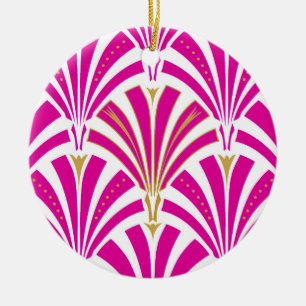 Art Deco-ventilatorpatroon - fuchsia roze Keramisch Ornament