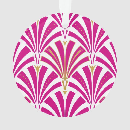 Art Deco-ventilatorpatroon - fuchsia roze Ornament (achterkant)