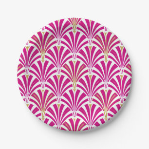 Art Deco-ventilatorpatroon - fuchsia roze Papieren Bordje