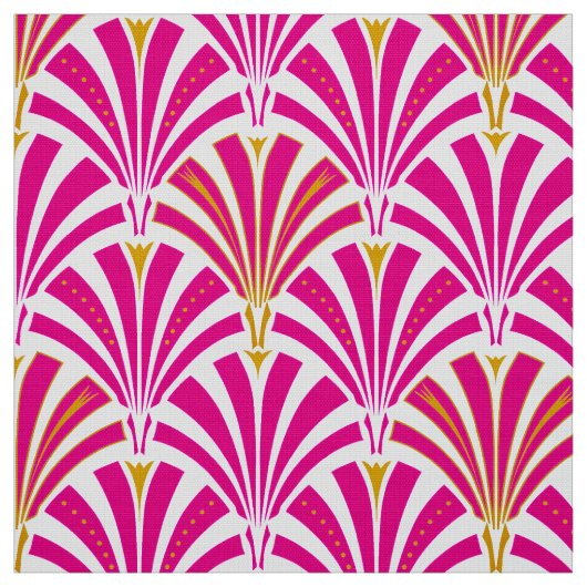 Art Deco-ventilatorpatroon - fuchsia roze Stof (Swatch)