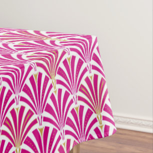 Art Deco-ventilatorpatroon - fuchsia roze Tafelkleed