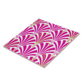 Art Deco-ventilatorpatroon - fuchsia roze Tegeltje (Zijkant)