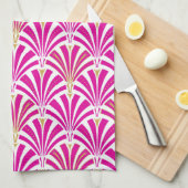 Art Deco-ventilatorpatroon - fuchsia roze Theedoek (Quarter Fold)