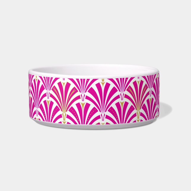 Art Deco-ventilatorpatroon - fuchsia roze Voerbakje (Links)